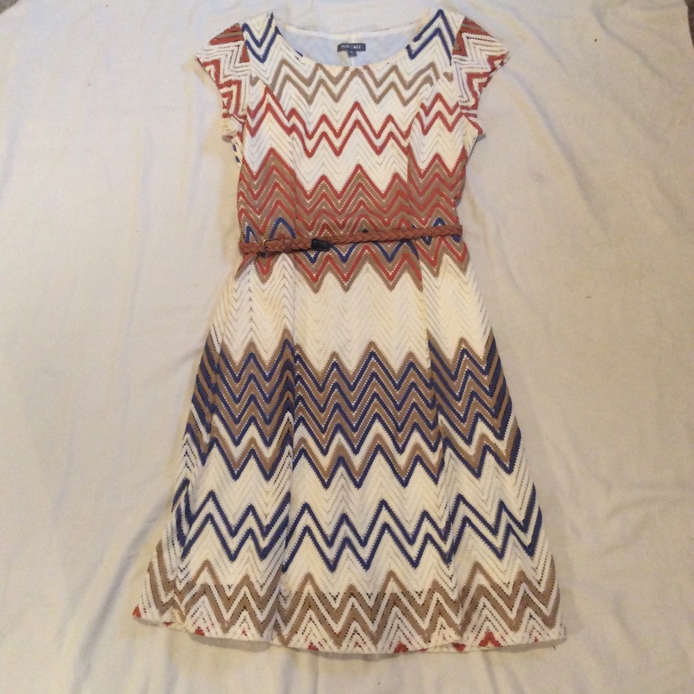 ON SALE NOW, BUNDLE FOR BIGGER SAVINGS NEW Chevron Belted Dress Rust SZ 8 - Picture 7 of 7